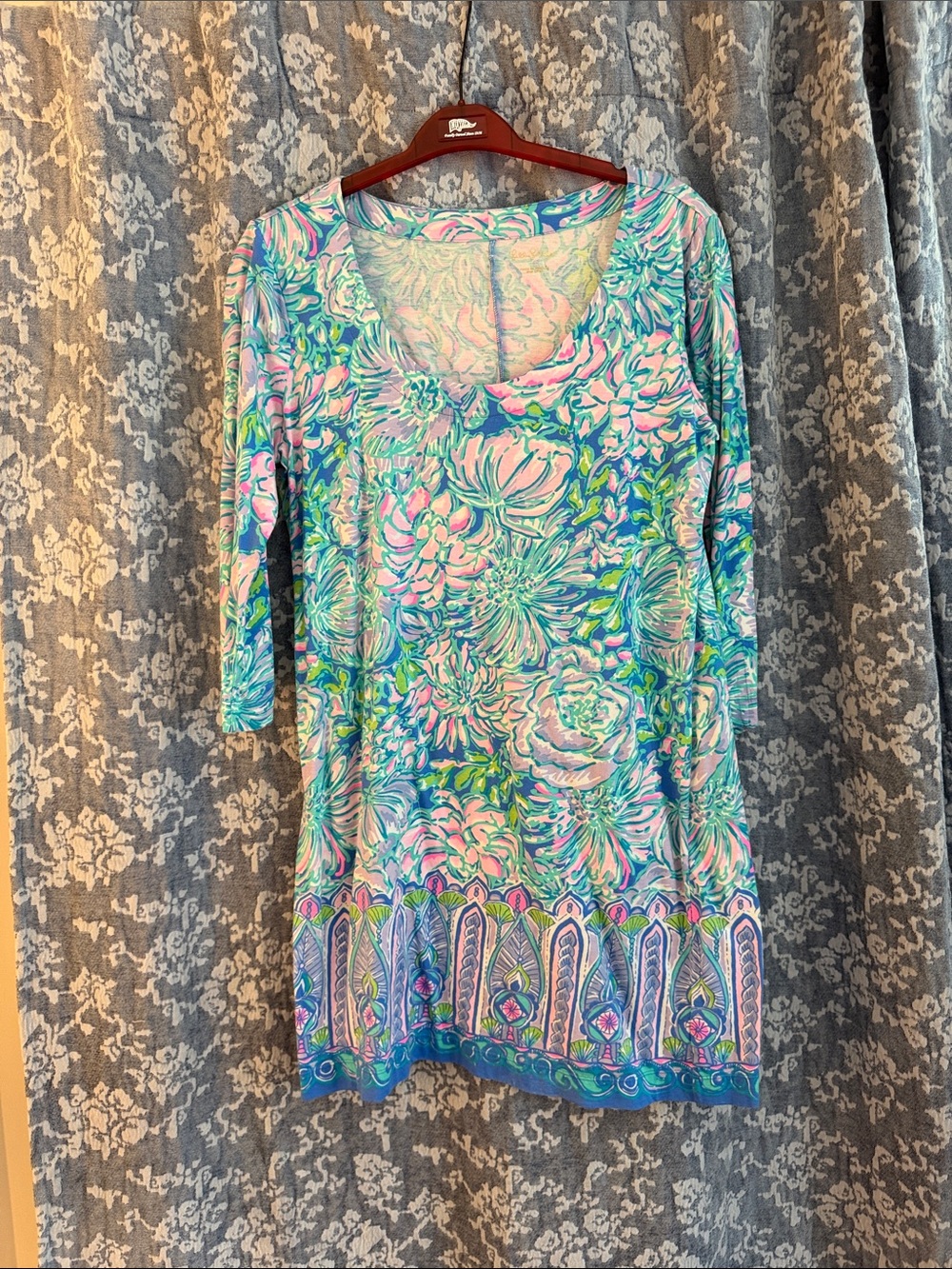 Lilly Pulitzer Pink & Aqua Floral Scoop-Neck Tunic